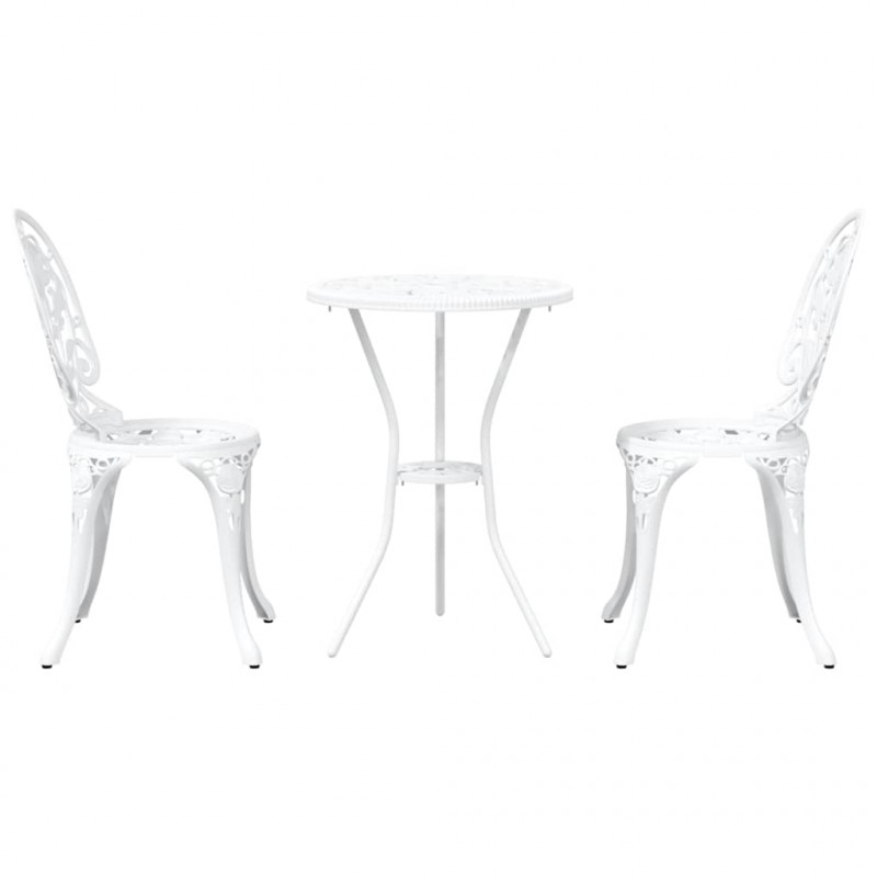 Zestaw Bistro Ogrodowego 3 pcs Biały Aluminium