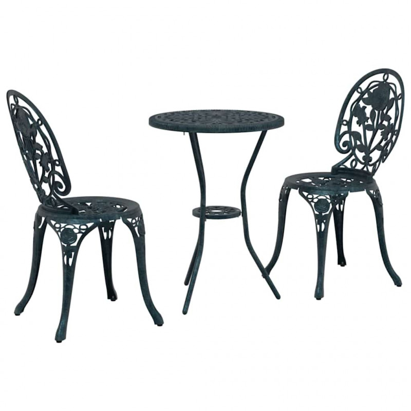 Zestaw Bistro Ogrodowego 3 pcs Zielony Aluminium