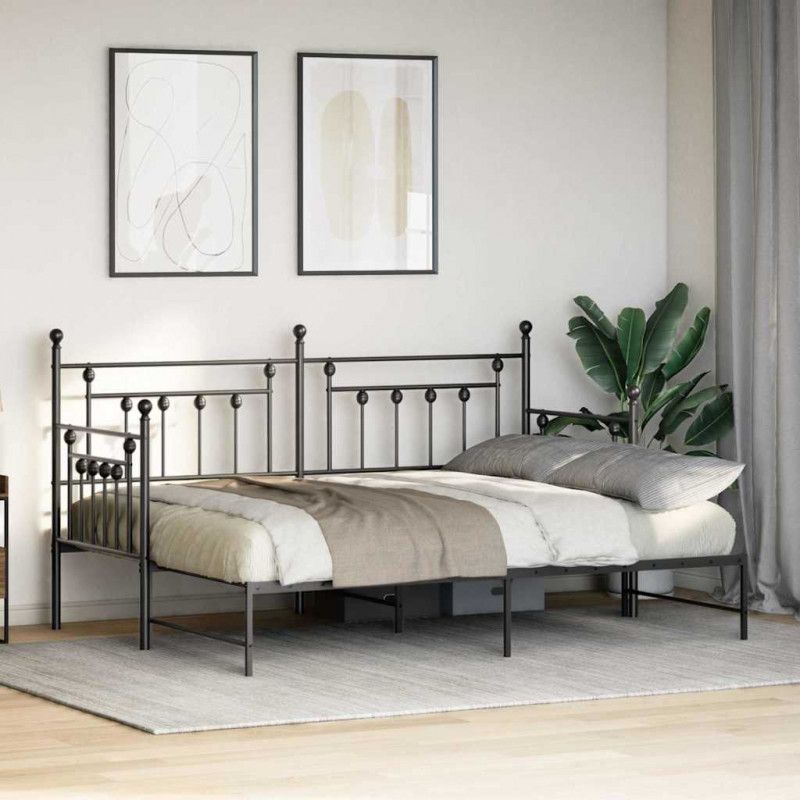 Rama łóżka dziennego Czarny 75 x 190 cm Stal