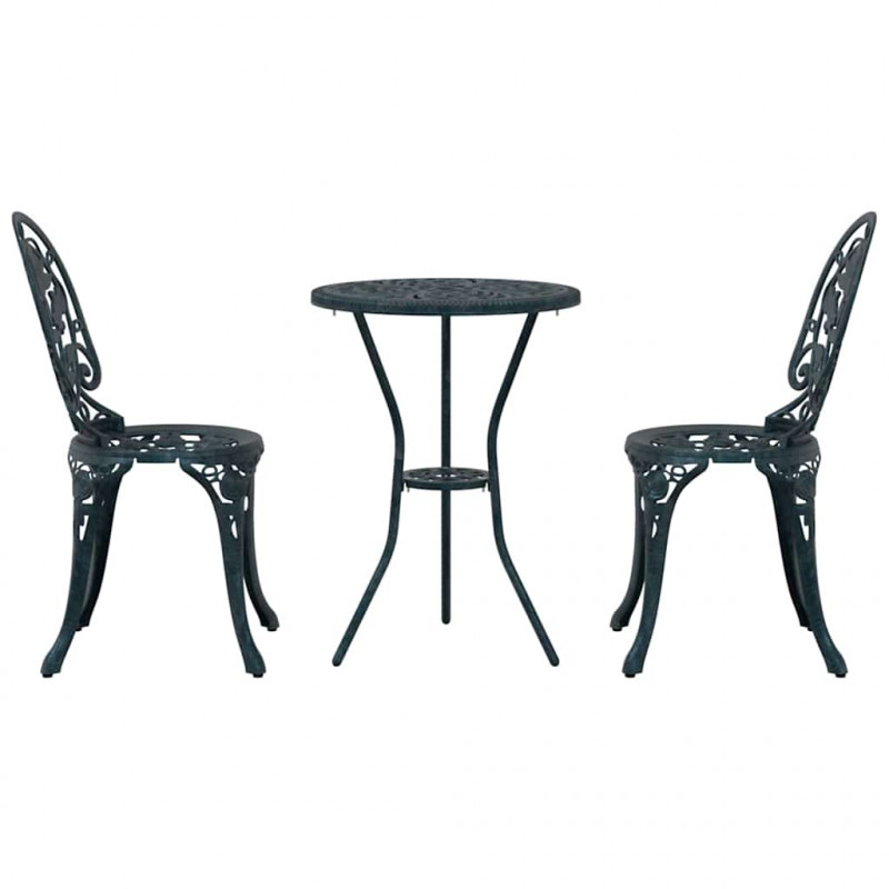 Zestaw Bistro Ogrodowego 3 pcs Zielony Aluminium