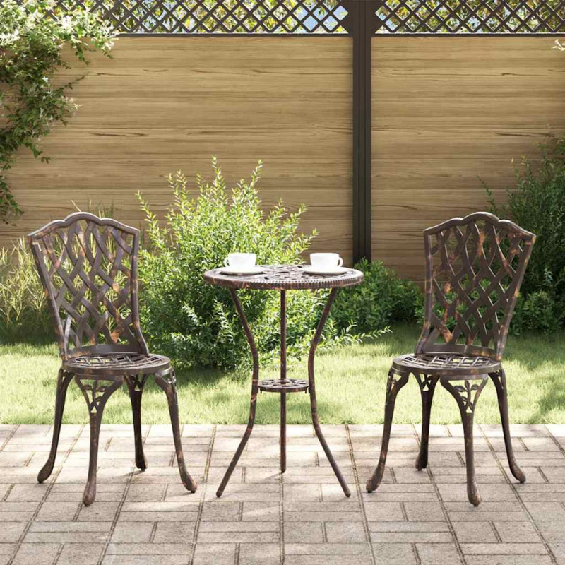 Zestaw Bistro Ogrodowego 3 pcs kolor bronzu Aluminium
