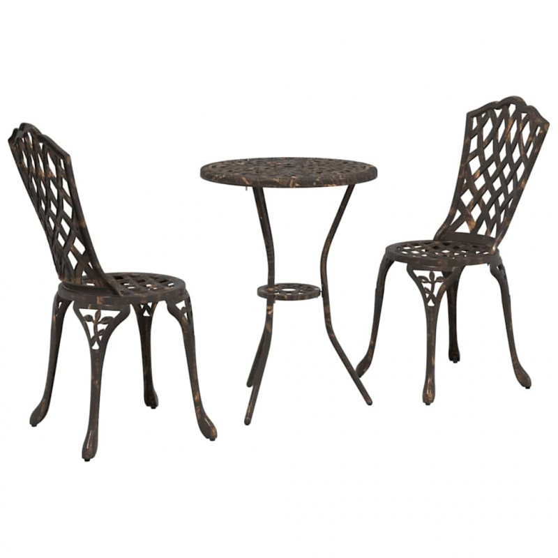 Zestaw Bistro Ogrodowego 3 pcs kolor bronzu Aluminium