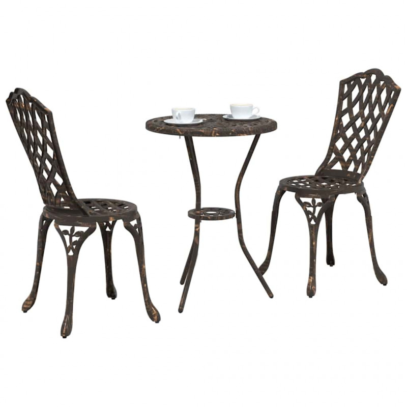 Zestaw Bistro Ogrodowego 3 pcs kolor bronzu Aluminium
