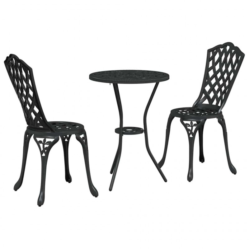Zestaw Bistro Ogrodowego 3 pcs Czarny Aluminium