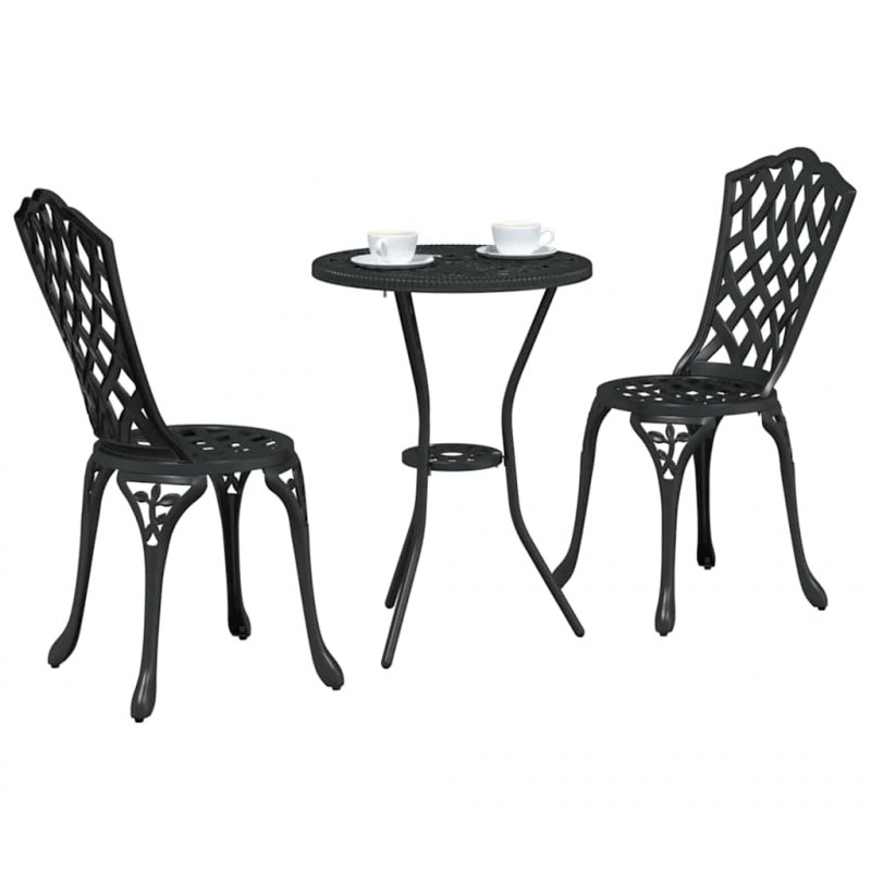 Zestaw Bistro Ogrodowego 3 pcs Czarny Aluminium
