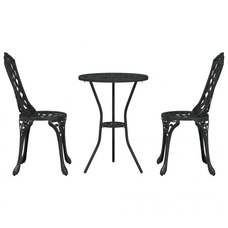 Zestaw Bistro Ogrodowego 3 pcs Czarny Aluminium