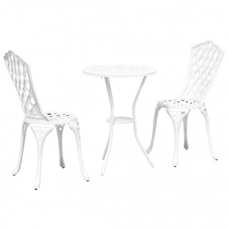 Zestaw Bistro Ogrodowego 3 pcs Biały Aluminium