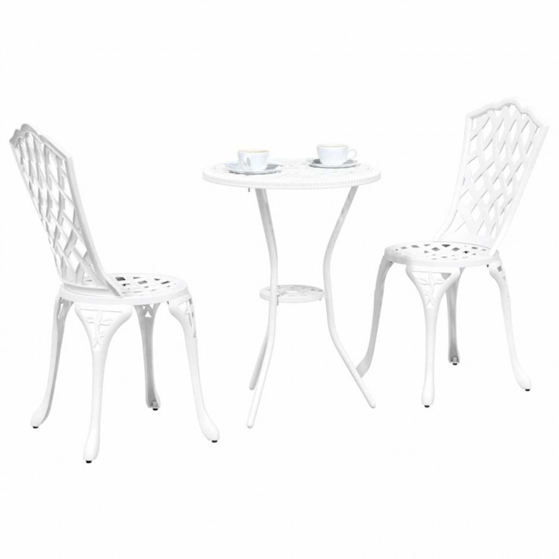 Zestaw Bistro Ogrodowego 3 pcs Biały Aluminium