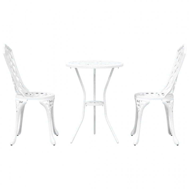 Zestaw Bistro Ogrodowego 3 pcs Biały Aluminium