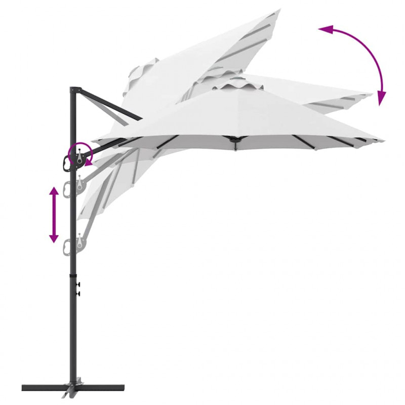 Parasol plażowy piaskowy 372 x 198 x 243 cm