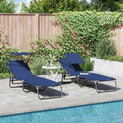 Składany leżak 2 pcs Niebieski 190 x 57 x 81 cm oxford