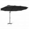Parasol plażowy Czarny 372 x 198 x 243 cm Poliester i aluminium