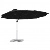 Parasol plażowy Czarny 372 x 198 x 243 cm Poliester i aluminium