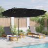 Parasol plażowy Czarny 372 x 198 x 243 cm Poliester i aluminium