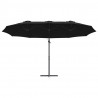 Parasol plażowy Czarny 372 x 198 x 243 cm Poliester i aluminium