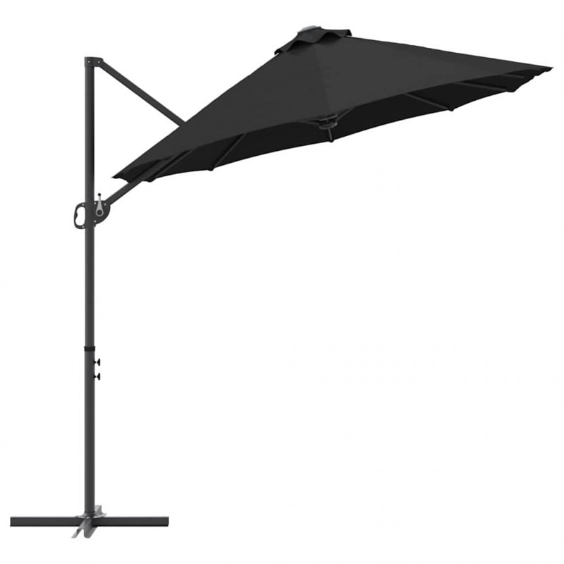 Parasol plażowy Czarny 372 x 198 x 243 cm Poliester i aluminium