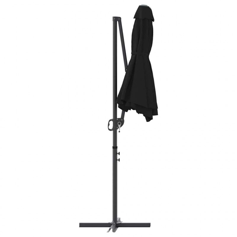 Parasol plażowy Czarny 372 x 198 x 243 cm Poliester i aluminium