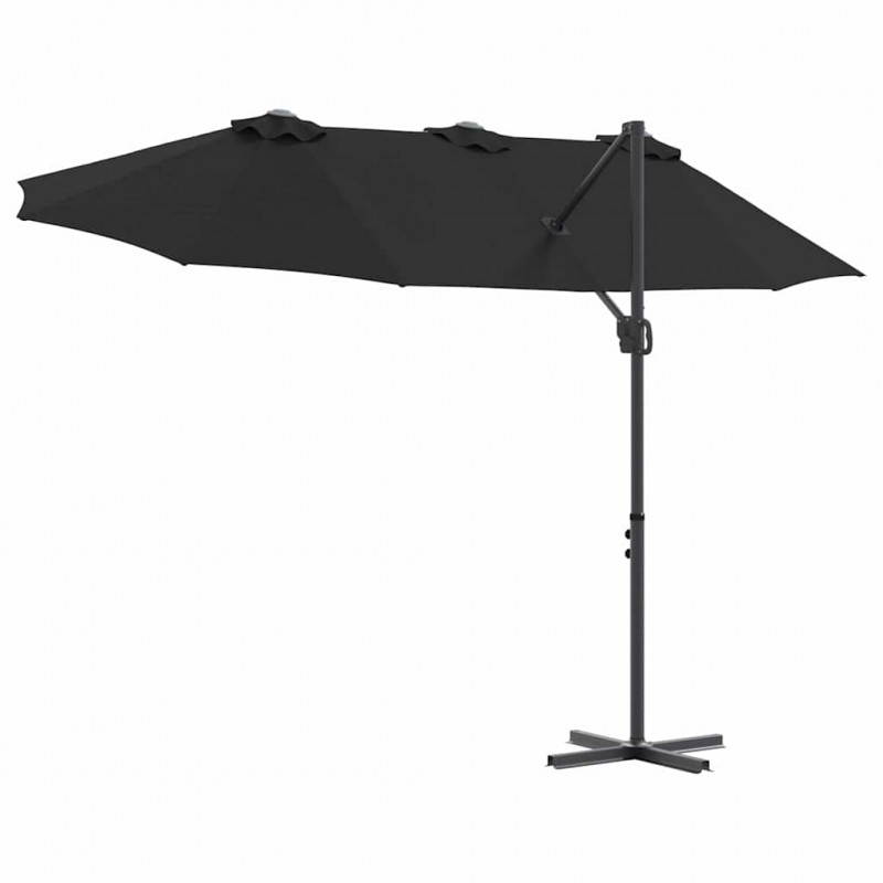 Parasol plażowy Czarny 372 x 198 x 243 cm Poliester i aluminium