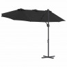 Parasol plażowy Czarny 372 x 198 x 243 cm Poliester i aluminium