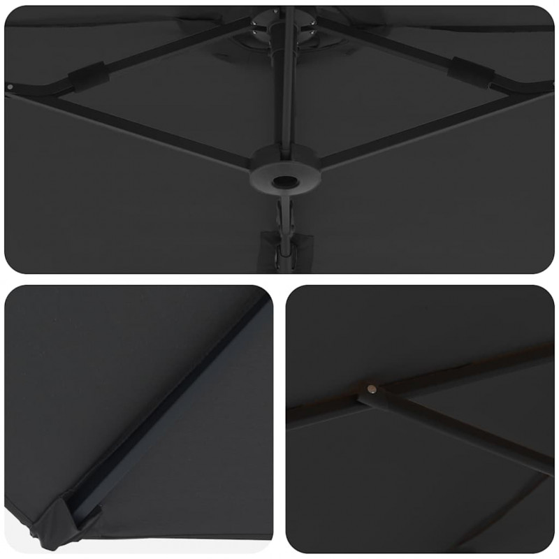 Parasol plażowy Czarny 372 x 198 x 243 cm Poliester i aluminium