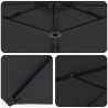 Parasol plażowy Czarny 372 x 198 x 243 cm Poliester i aluminium