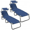 Składany leżak 2 pcs Niebieski 190 x 57 x 81 cm oxford