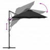 Parasol plażowy Czarny 372 x 198 x 243 cm Poliester i aluminium