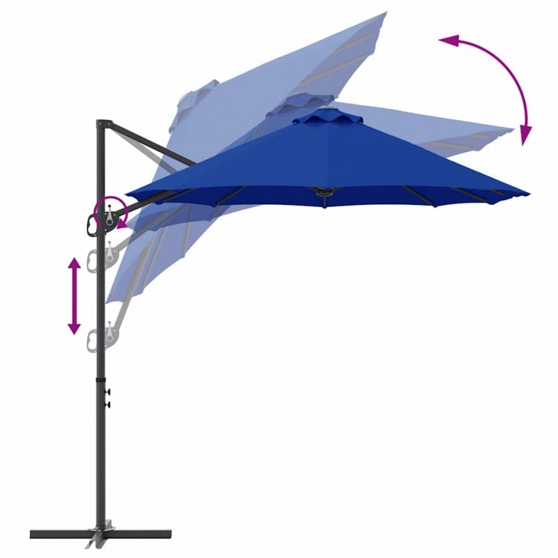 Parasol plażowy Niebieski azur 372 x 198 x 243 cm