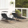 Składany leżak 2 pcs Czarny 190 x 57 x 81 cm oxford