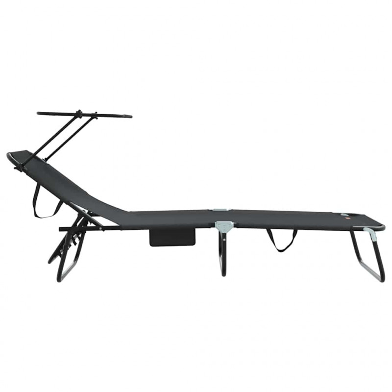 Składany leżak 2 pcs Czarny 190 x 57 x 81 cm oxford