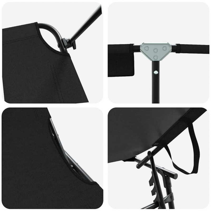 Składany leżak 2 pcs Czarny 190 x 57 x 81 cm oxford