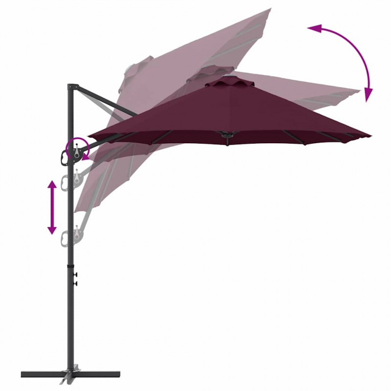 Parasol plażowy Bordeaux Czerwony 372 x 198 x 243 cm
