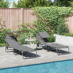 Składany leżak 2 pcs Szary 190 x 57 x 81 cm oxford