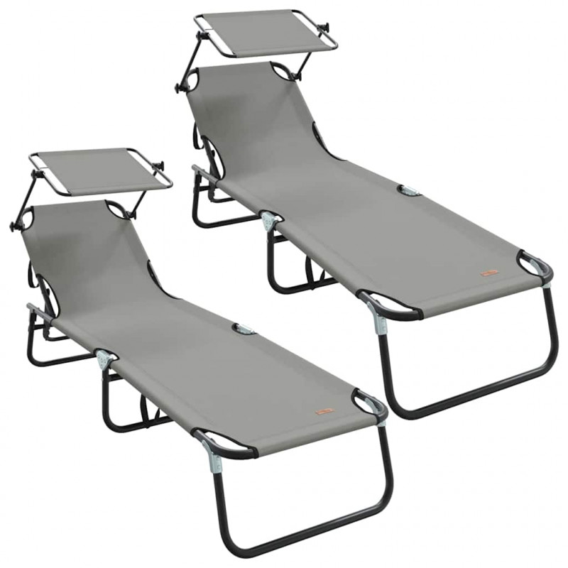 Składany leżak 2 pcs Szary 190 x 57 x 81 cm oxford