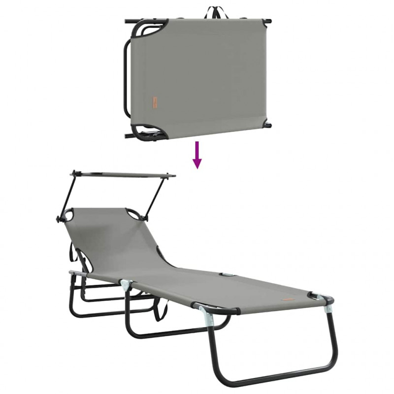 Składany leżak 2 pcs Szary 190 x 57 x 81 cm oxford