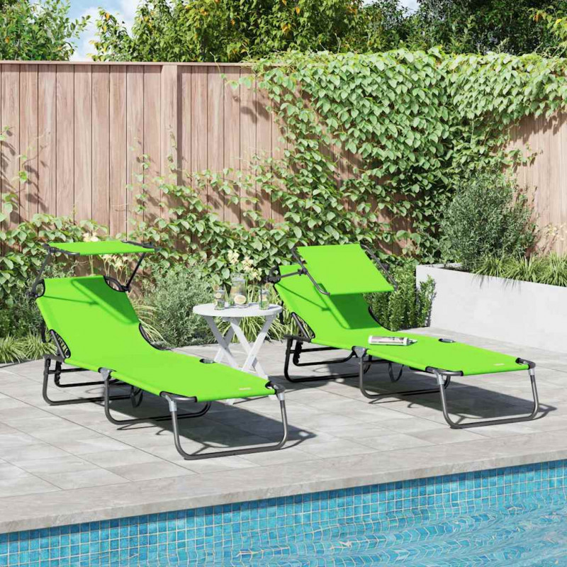 Składany leżak 2 pcs Zielony 190 x 57 x 81 cm oxford