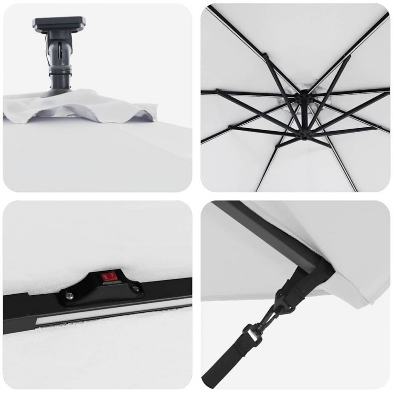 Parasol plażowy Ze LED Lights piaskowy 294 x 294 x 248 cm