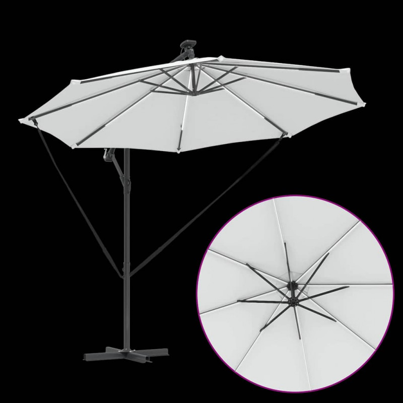 Parasol plażowy Ze LED Lights piaskowy 294 x 294 x 248 cm