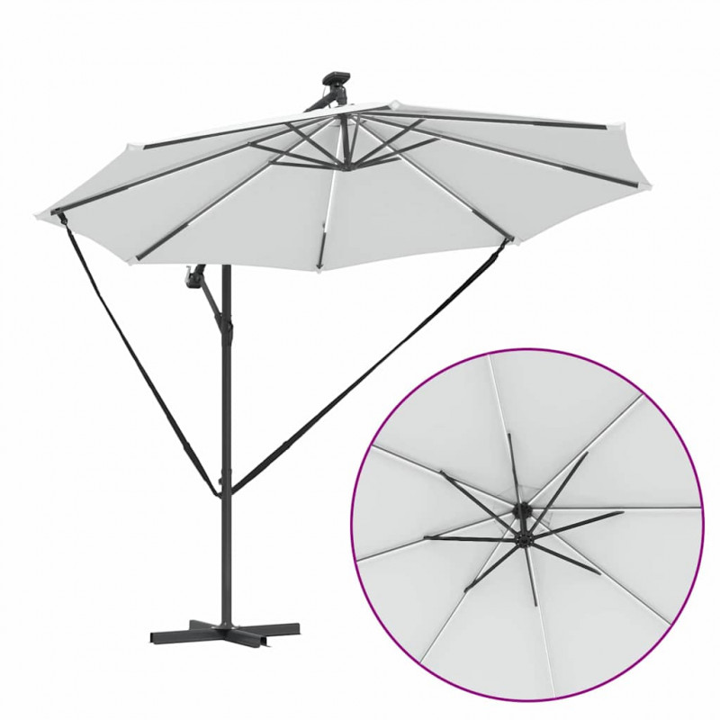 Parasol plażowy Ze LED Lights piaskowy 294 x 294 x 248 cm