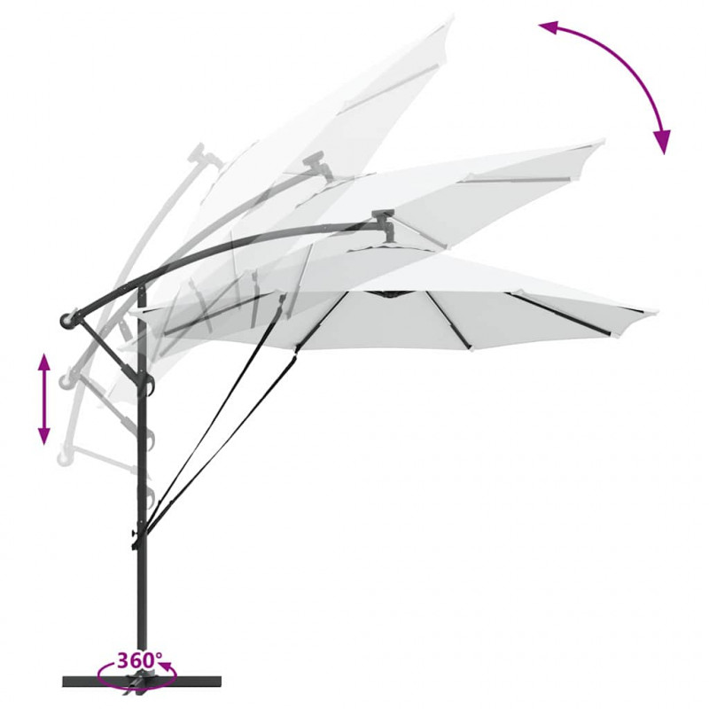 Parasol plażowy Ze LED Lights piaskowy 294 x 294 x 248 cm
