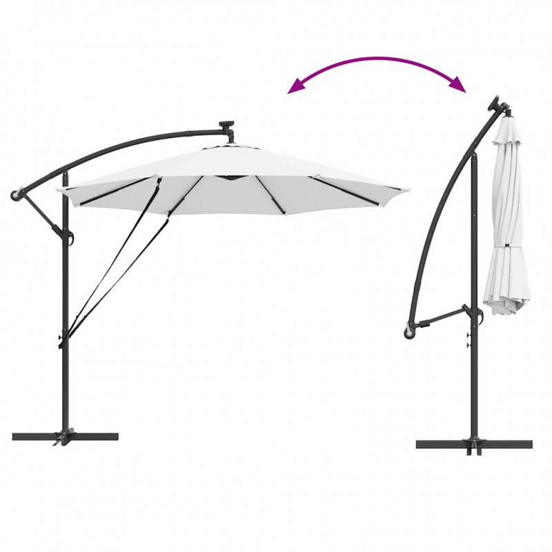 Parasol plażowy Ze LED Lights piaskowy 294 x 294 x 248 cm