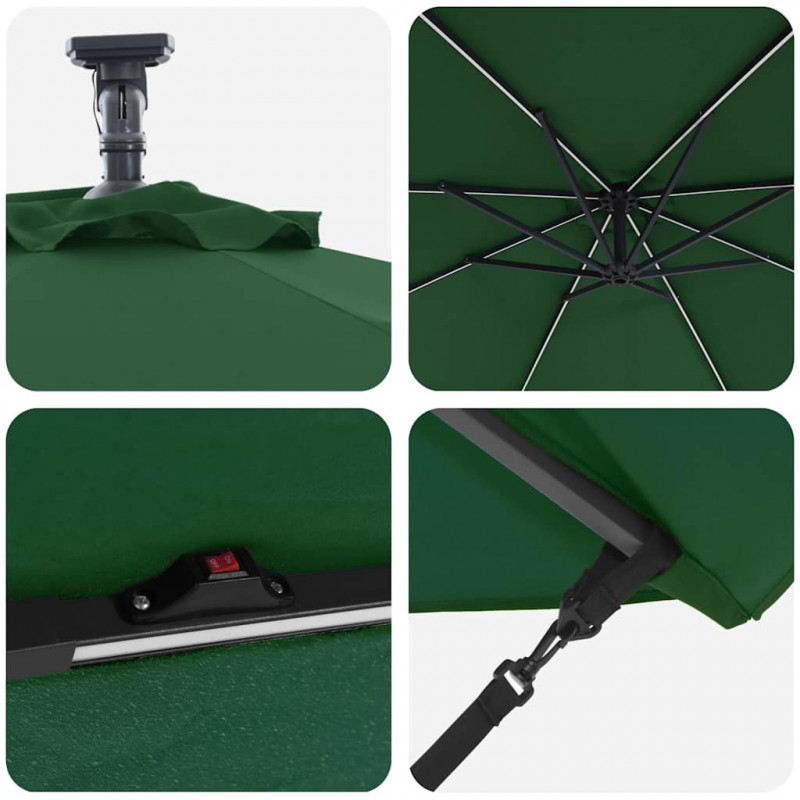 Parasol plażowy Ze LED Lights Zielony 294 x 294 x 248 cm