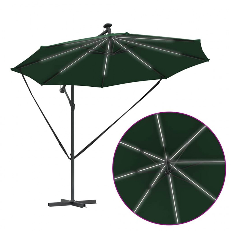 Parasol plażowy Ze LED Lights Zielony 294 x 294 x 248 cm
