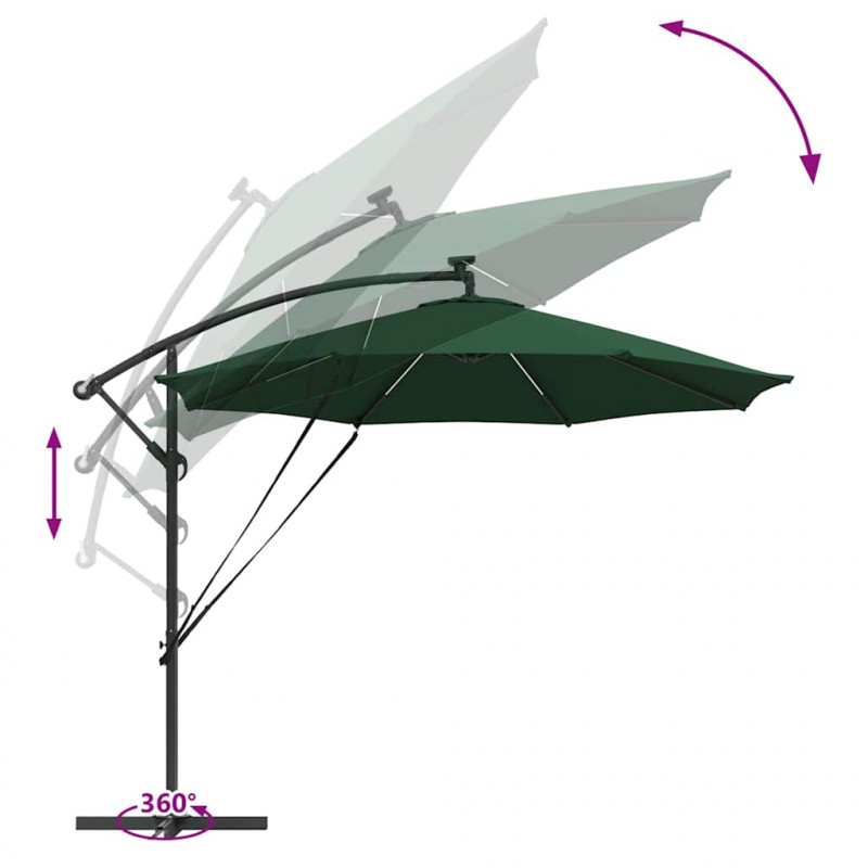Parasol plażowy Ze LED Lights Zielony 294 x 294 x 248 cm