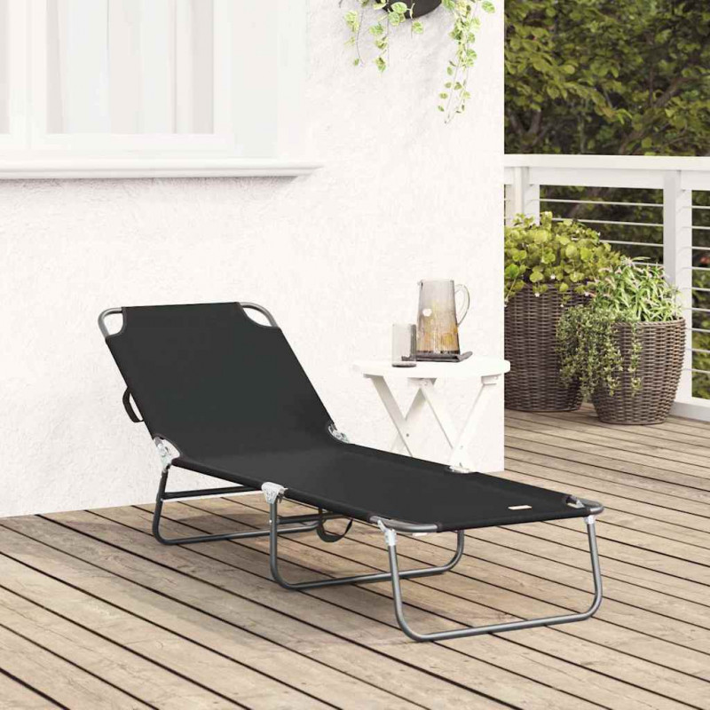 Składany leżak Czarny 188 x 57 x 86,5 cm Poliester