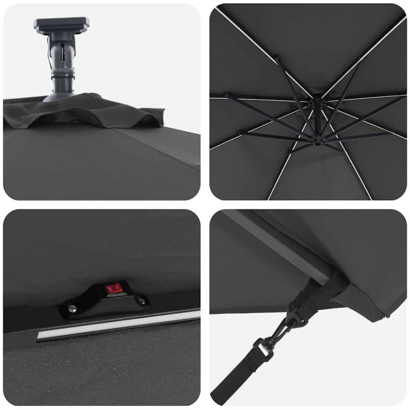 Parasol plażowy Ze LED Lights Antracyt 294 x 294 x 248 cm