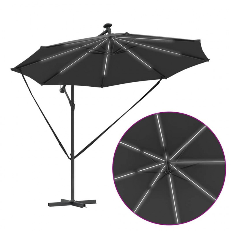 Parasol plażowy Ze LED Lights Antracyt 294 x 294 x 248 cm