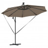 Parasol plażowy Ze LED Lights Ciemnoszary 294 x 294 x 248 cm