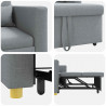 Rozkładana sofa jednoosobowa Jasnoszary 90 x 165 x 87 cm