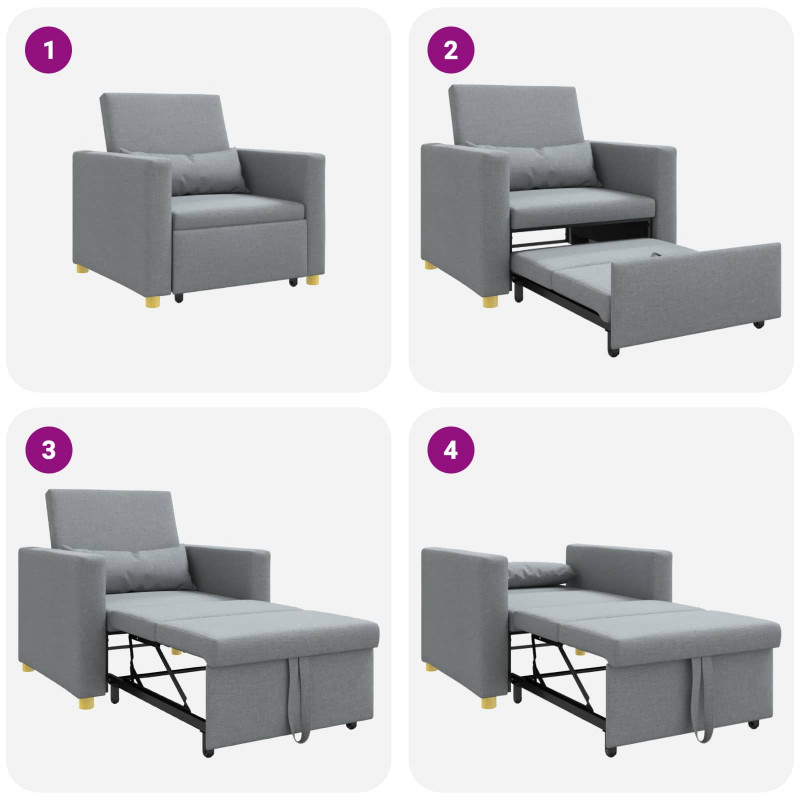 Rozkładana sofa jednoosobowa Jasnoszary 90 x 165 x 87 cm